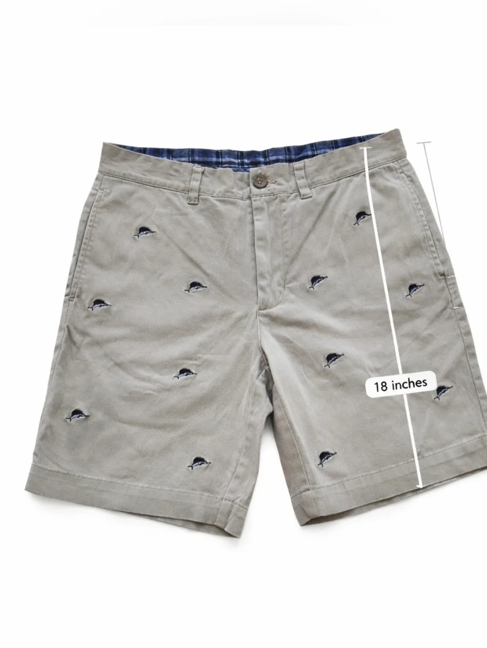 Southern Pines Blue Marlin Embroidered Khaki Shorts Men’s 34